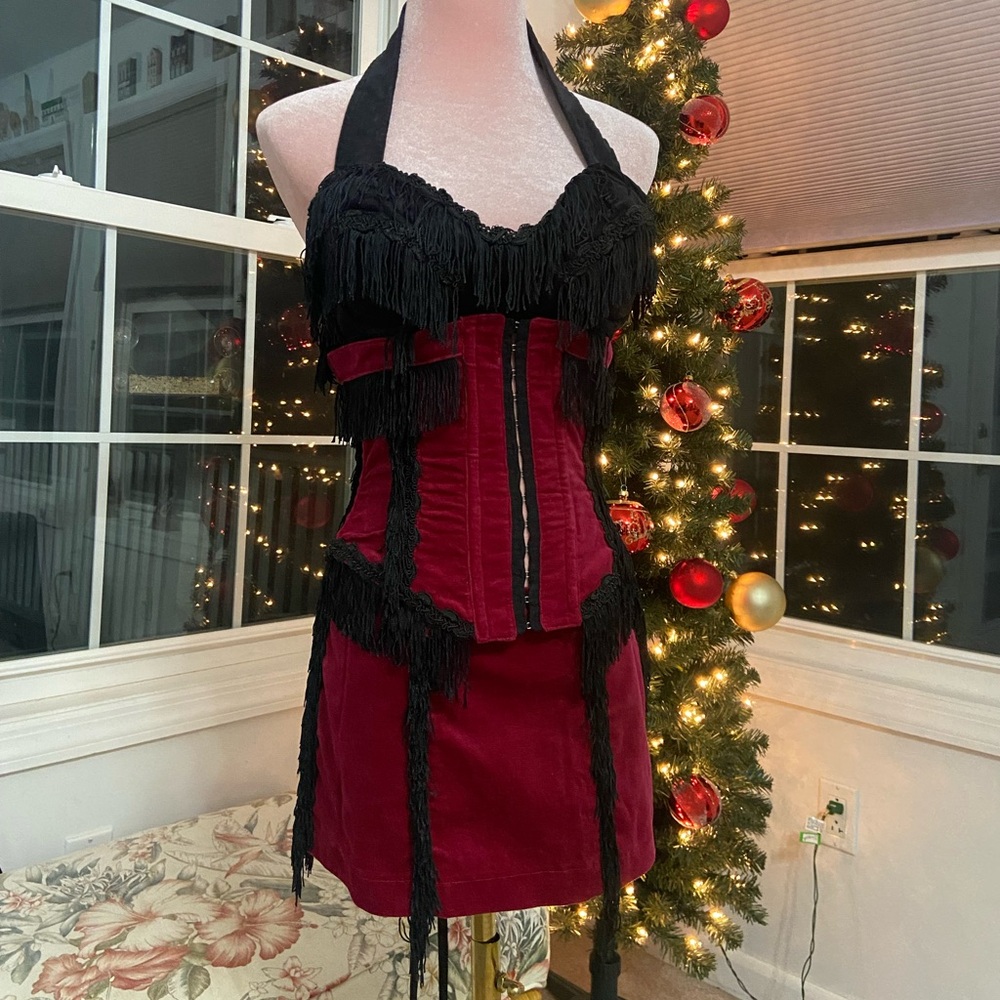 Lip Service Burlesque 3 piece set Corset Bra Skirt